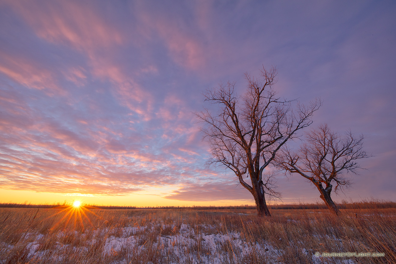The sun warms the landscape on a frigid cold winter day at Boyer Chute National Wildlife Refuge. - Boyer Chute Picture